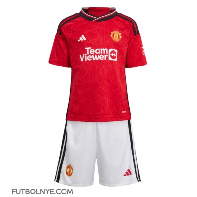 Camiseta Manchester United Jadon Sancho #25 Primera Equipación para niños 2023-24 manga corta (+ pantalones cortos)